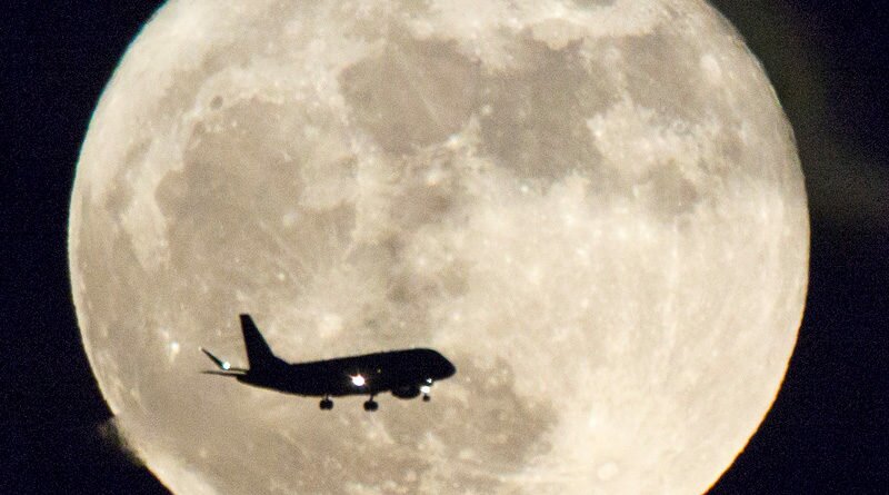 supermoon and airplane