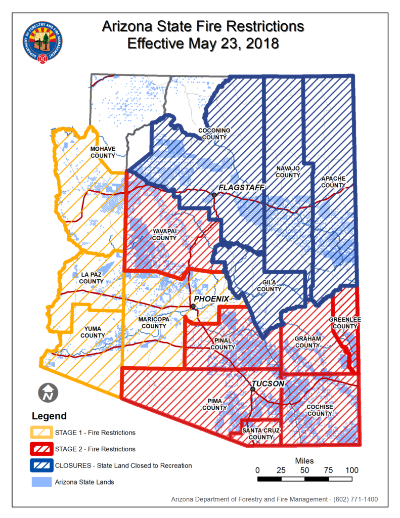 arizona state fire restrictions map